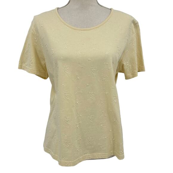 Talbots Yellow Embroidered T-Shirt Size Large Casual Minimalist Streetwear - Picture 1 of 12